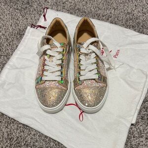 Christian Louboutin Iridescent Glitter Low-Top Sneakers - Rose Gold